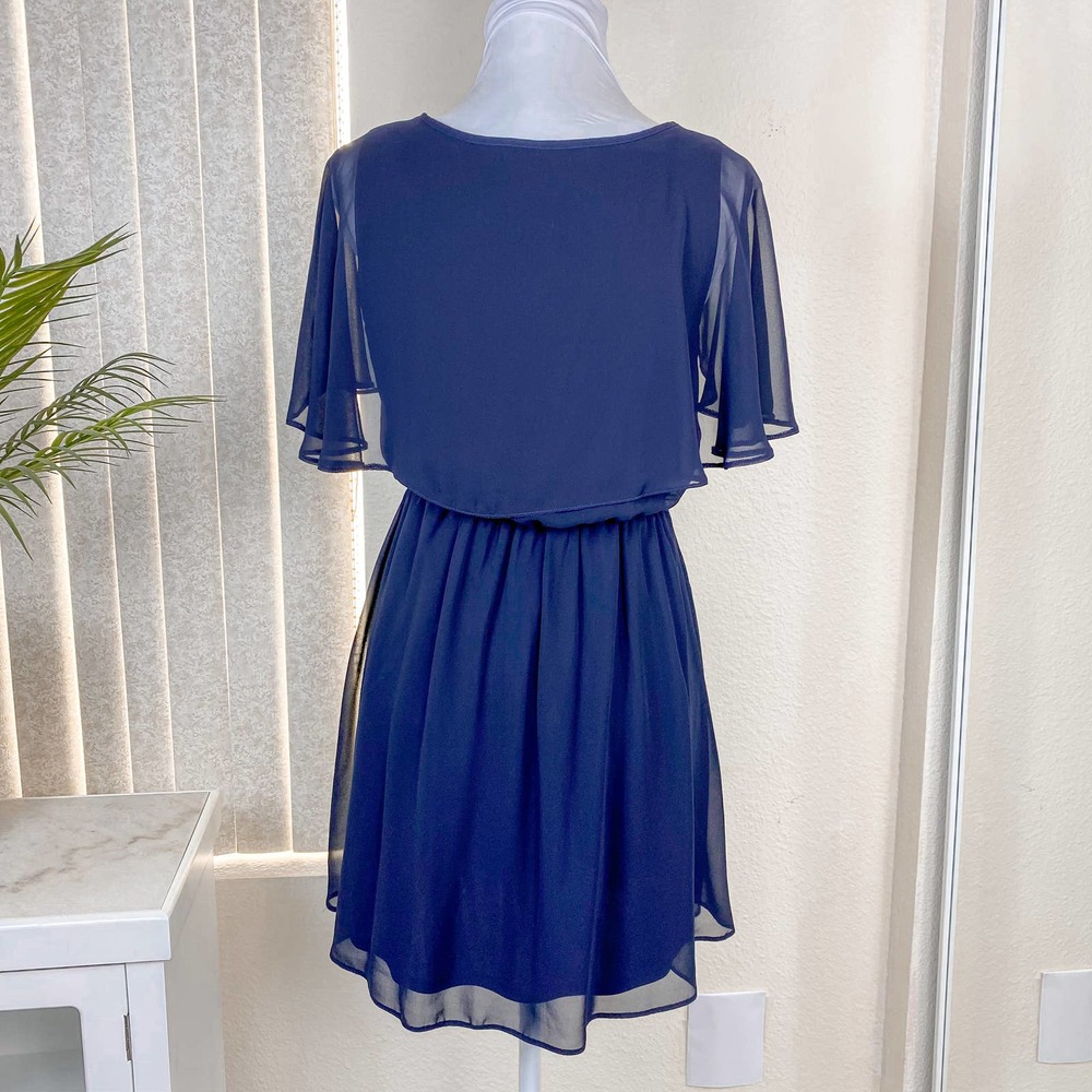 ASOS Dress Blue Fit and Flare with Flutter Sleeves Size 6 - Picture 6 of 11
